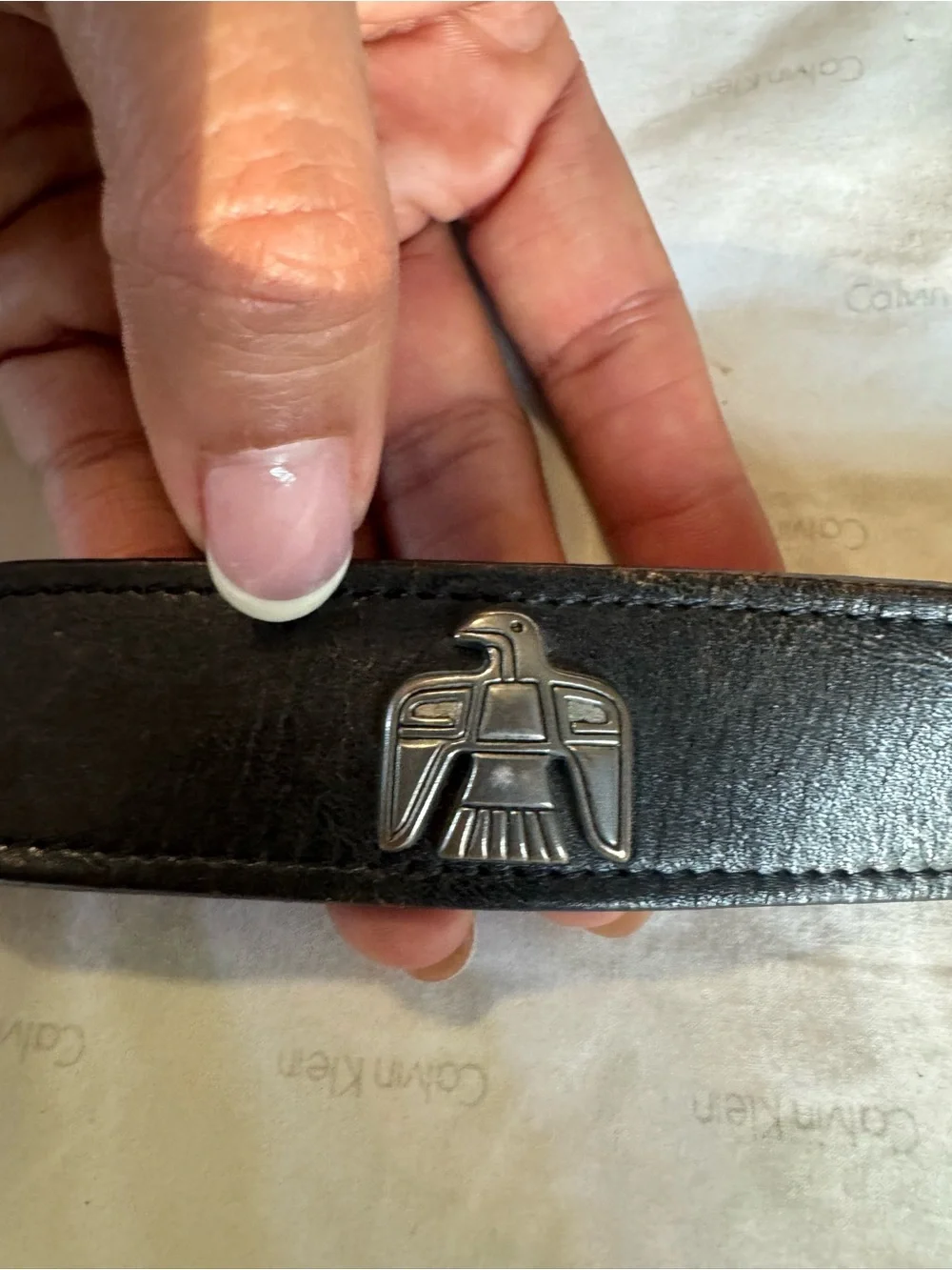 Black Leather Belt with Silver Buckle vintage.